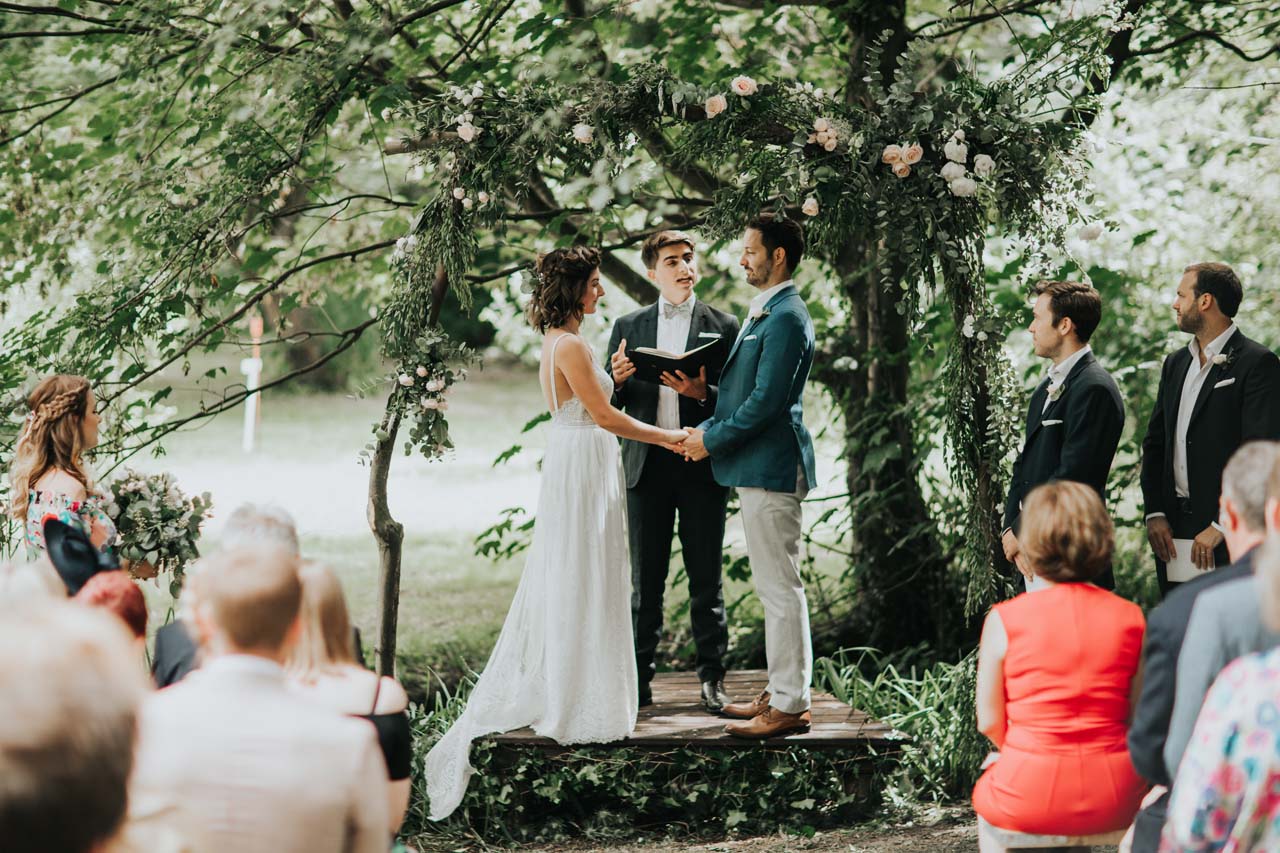 An outdoor wedding ceremony