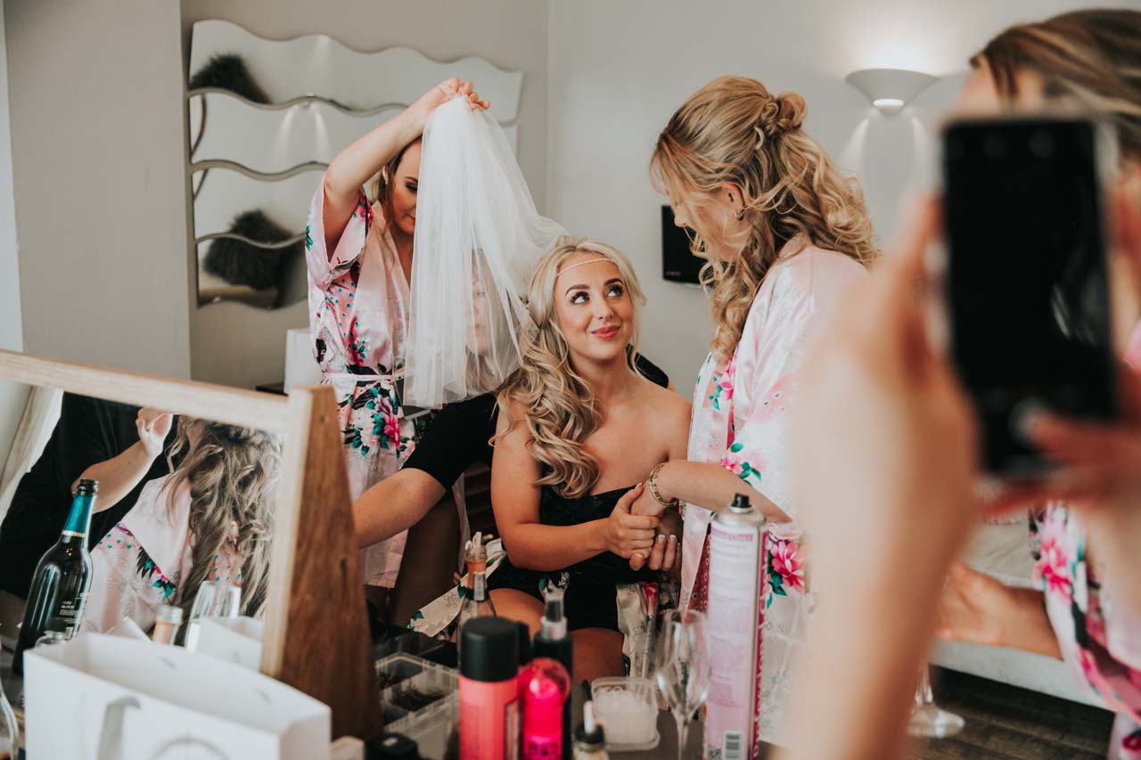 Bride and Mother of the Bride getting ready at a destination wedding