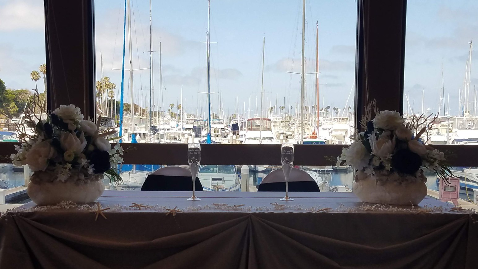 Yacht wedding reception table